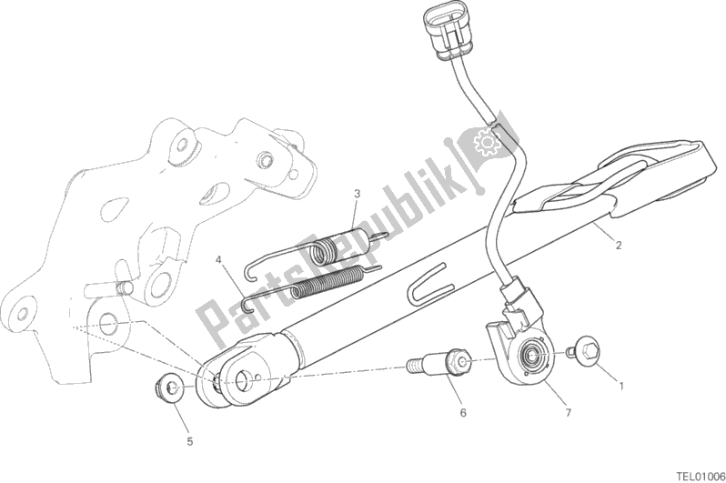 All parts for the Side Stand of the Ducati Multistrada 950 S SW Thailand 2019